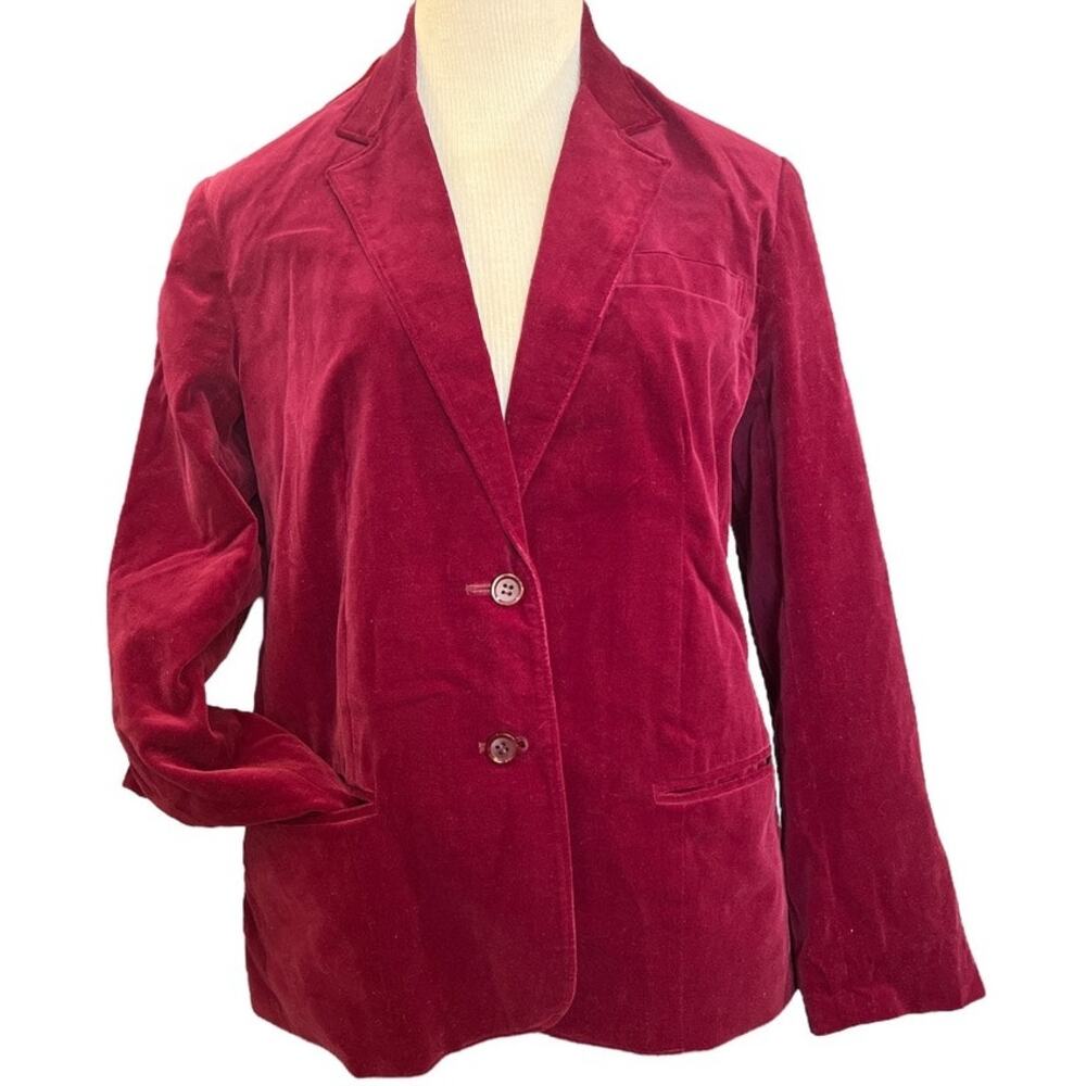 Vintage Changing Scene Velour Two Button Blazer Size 14 Berry Red Wine Cosplay